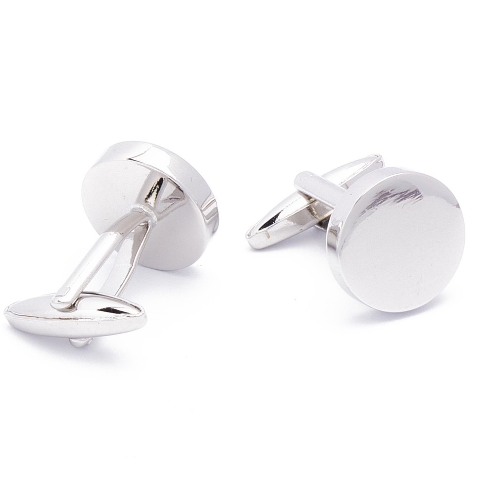 Cufflinks - Round Even Silver