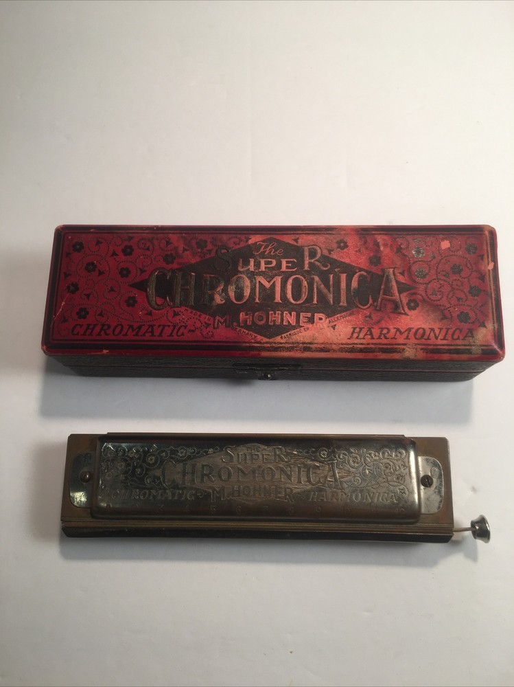 VINTAGE M. HONER SUPER CHROMONICA CHROMATIC HARMONICA ORIGINAL CASE