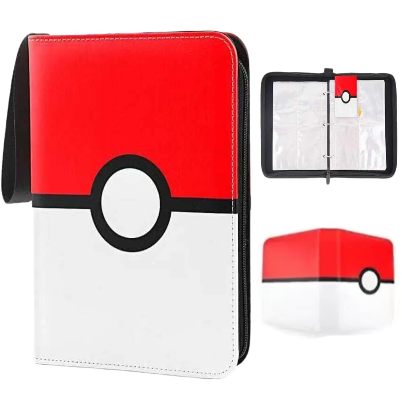 4-Pocket Trading Card Binder - Holds 400 Cards, 50 Removable Sleeves, Zippered