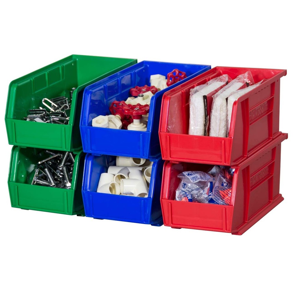 Stackable Plastic Storage Bins for Garage, Pantry, Crafts, 12-Pack, Blue
