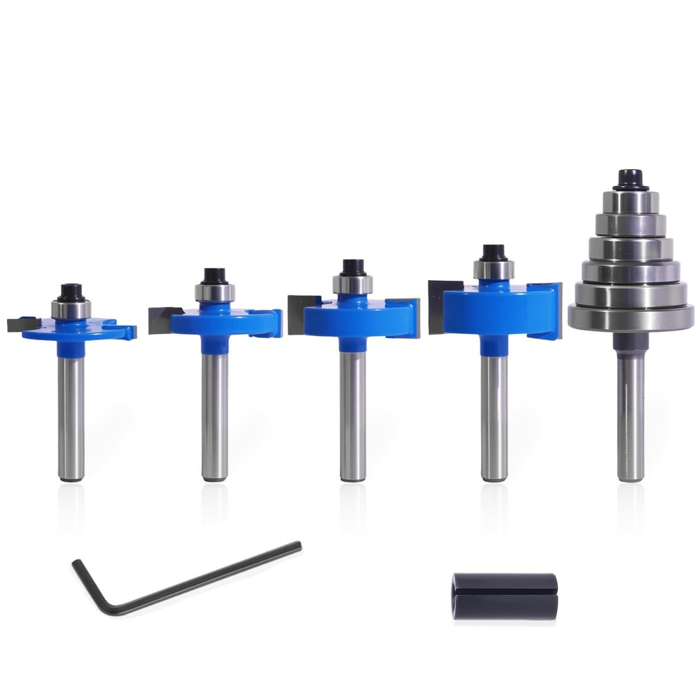 Rabbet Router Bits Set 4Pcs 1/4 Shank with Interchangeable Bearings