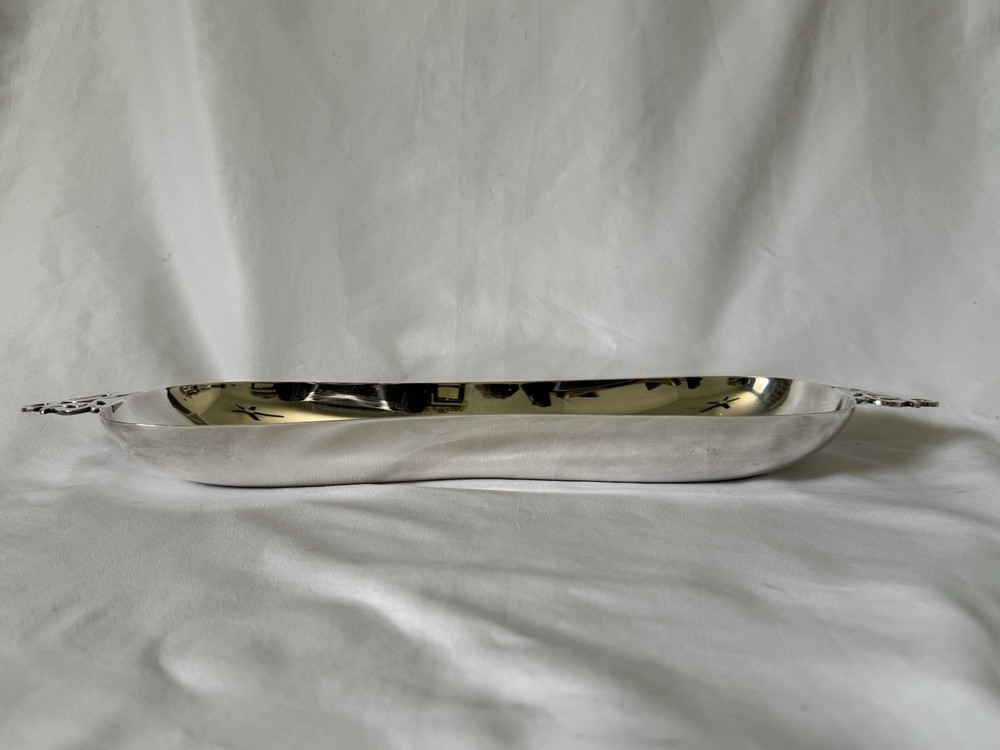 Sheffield Silverplate Handled Bread Tray Serving Dish 17” x 4”