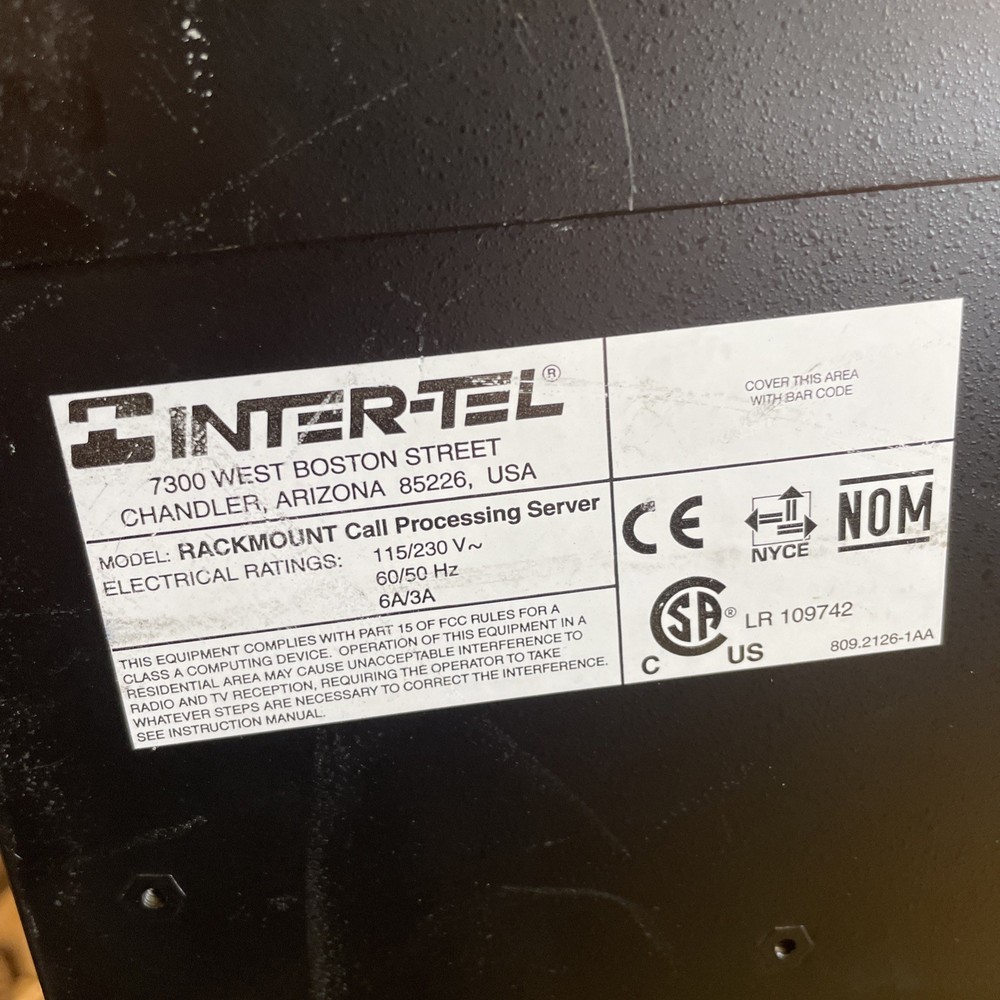 Inter-Tel Call Processing Server 550.5261 - Working