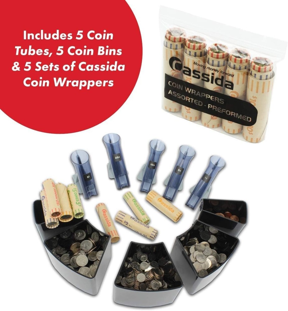 Compact Coin Sorting Machine with Automatic Wrappers - Ideal for Home & Business