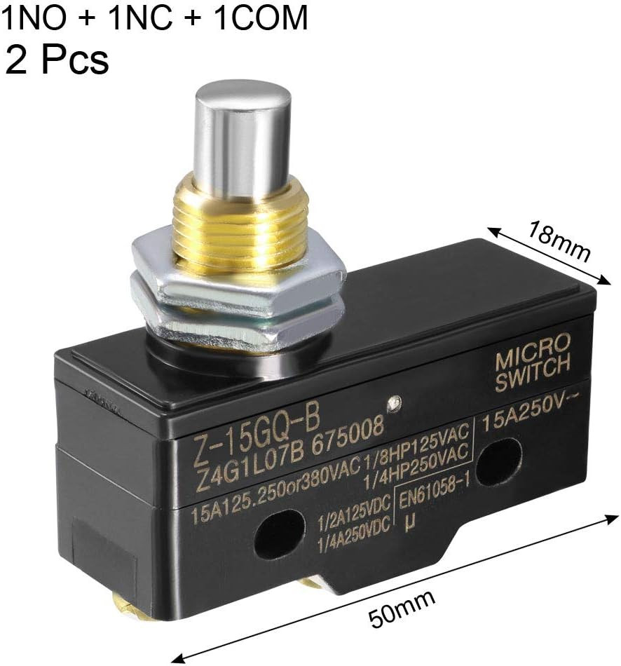 2PCS Z-15GQ-B 1NO + 1NC Panel Mount Snap Button Type Micro Limit Switch, Screw T