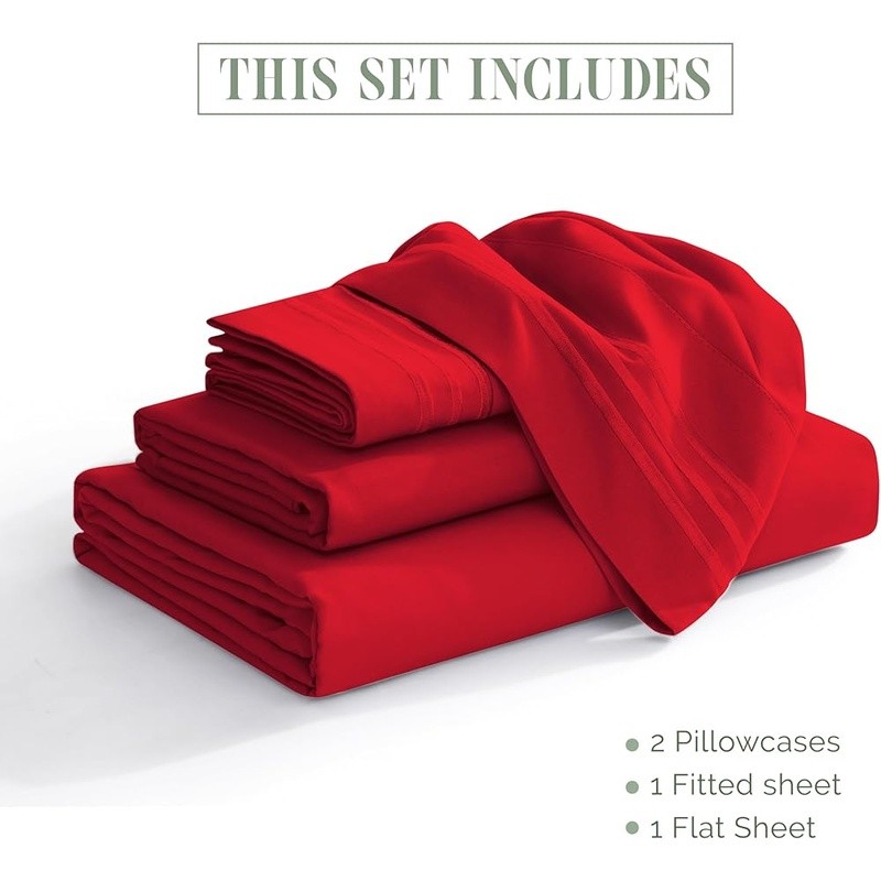 Microfiber Luxurious Bedding Set Soft Comfortable Fade Resistant Sheet Set New
