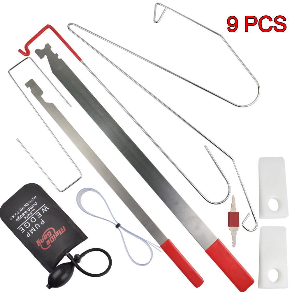 9pcs Car Door Unlock Lock Out Key Lost Opening Tool Kit + Air Pump Universal US