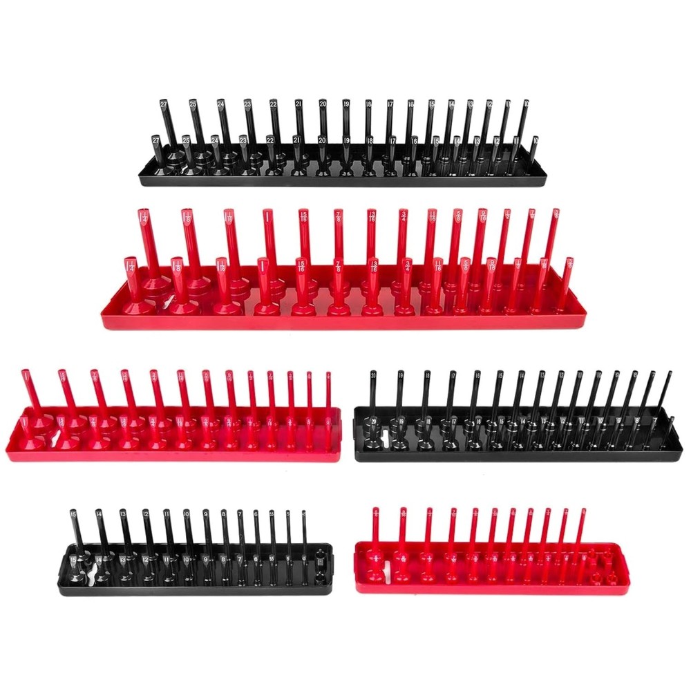 6PCS SAE & Metric Socket Organizer Tray Set - Ditch Toolbox Clutter