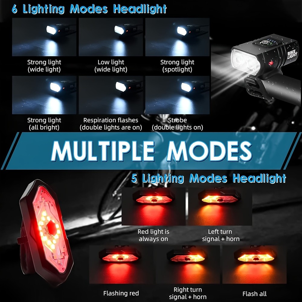 High - Brightness 3LED Bicycle Light Set with 6+5 Modes
