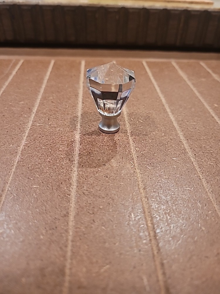 CAL CRYSTAL M13/32 Octagonal Glas Crystal Knobs With Polished Satin Nickel  Base