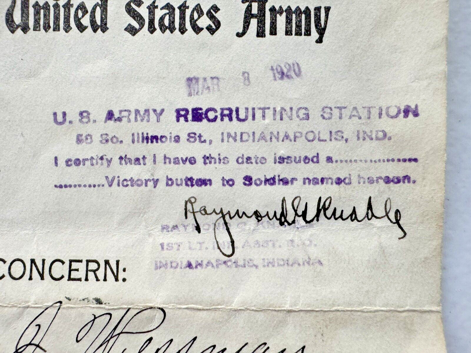 1918 WWI HONORBLE DISCHARGE PAPERS FROM THE UNITED STATES ARMY PRIVATE WESSMAN