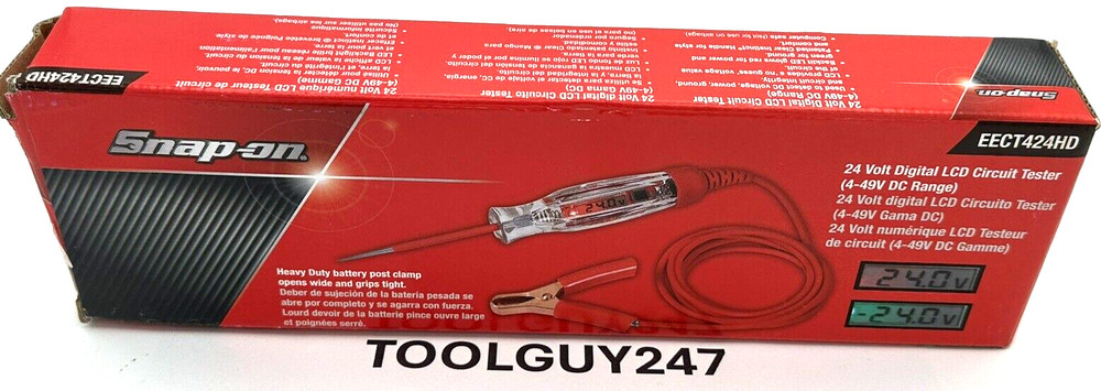 SNAP ON TOOLS 24 V Digital Display Circuit Tester 4-49 V DC Range EECT424HD +