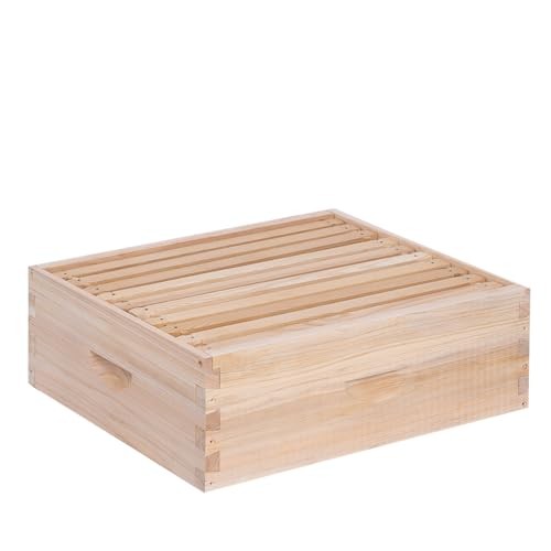 Medium Super Beehive Box,Langstoth Super Honey Bee Hive Box, Include 10 Frame
