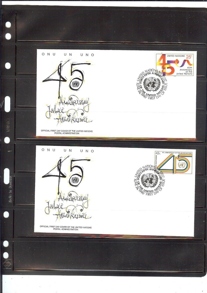 1990 45th Anniversary FDC's (Singles) - New York Office - UNPA Cachet (336)