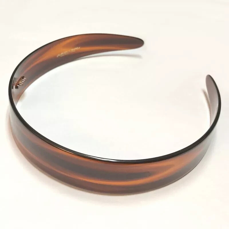 Charles Wahba Headband Hair Flexible Glossy Tortoise Brown Stripe Made in France