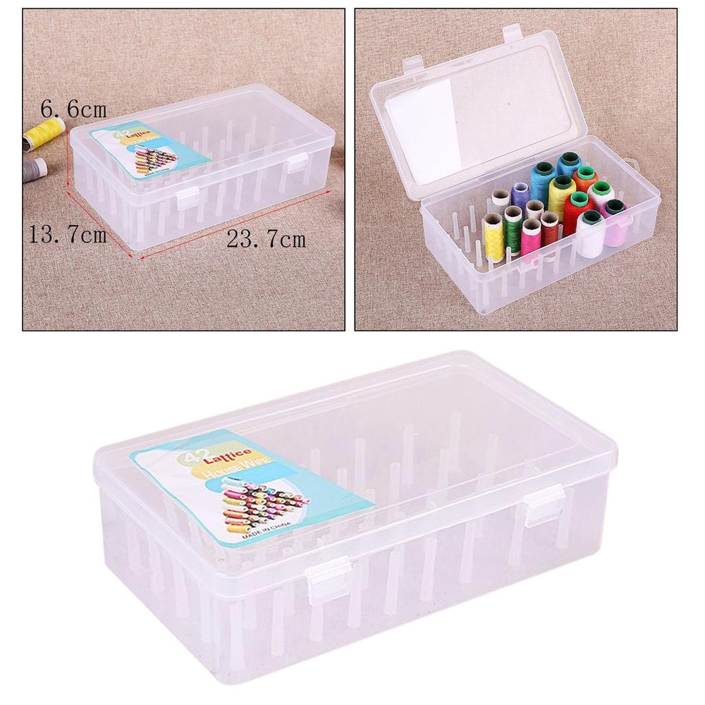 Sewing Thread Storage Box 42 Pieces Spools Bobbin Carrying Case Container Holder