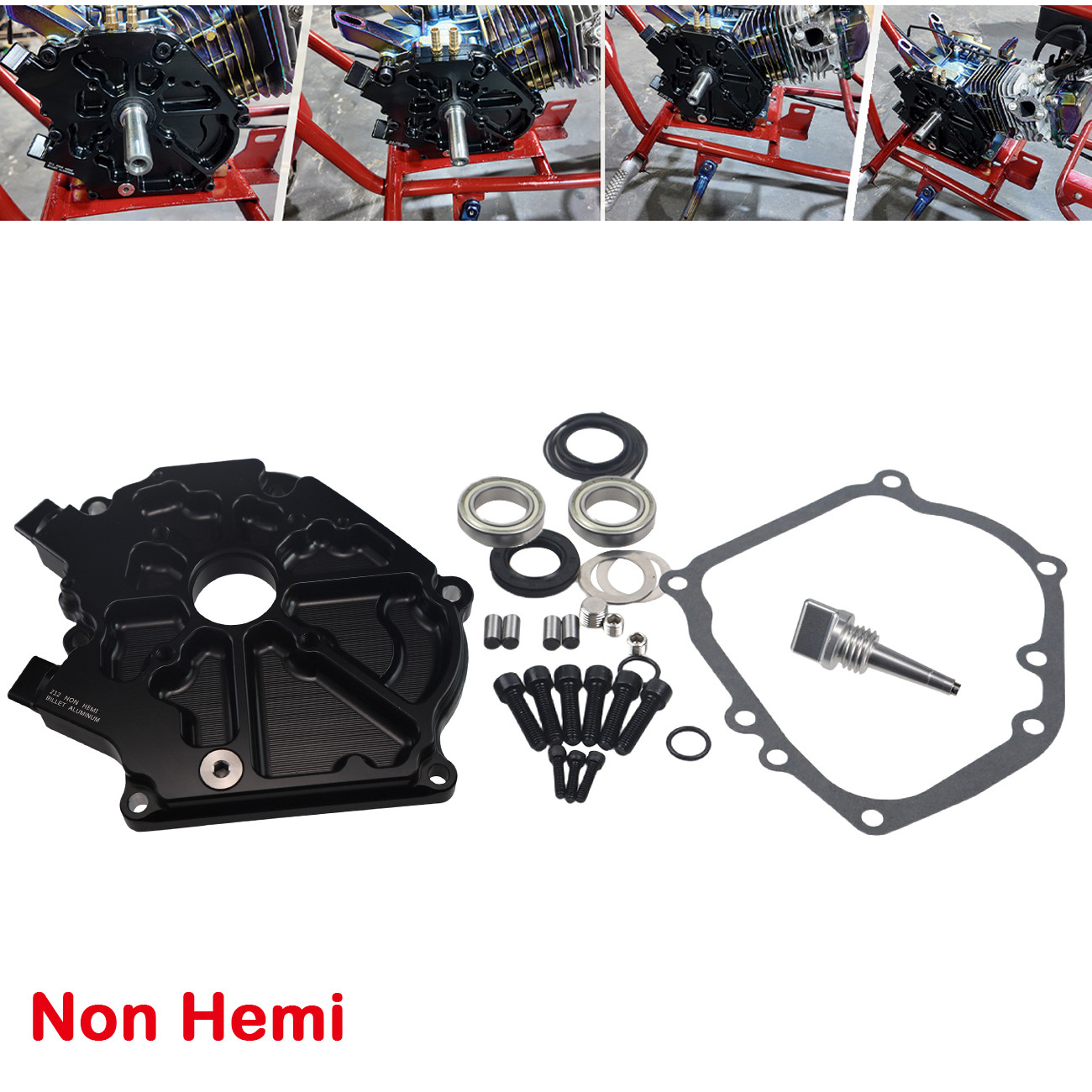 Black Dual Bearing Billet Side Cover - Upgrade For Predator 212cc Non Hemi