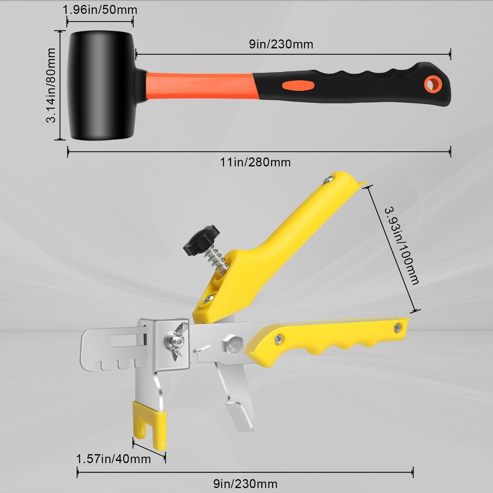 DGSL Tile Leveling System with Rubber Mallet and Tile Plier - 1000-Piece Tile