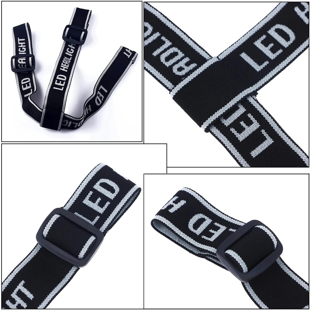 RecDec 4 Pack Headlamp Strap Replacement Headband Head Lamp Elastic Black