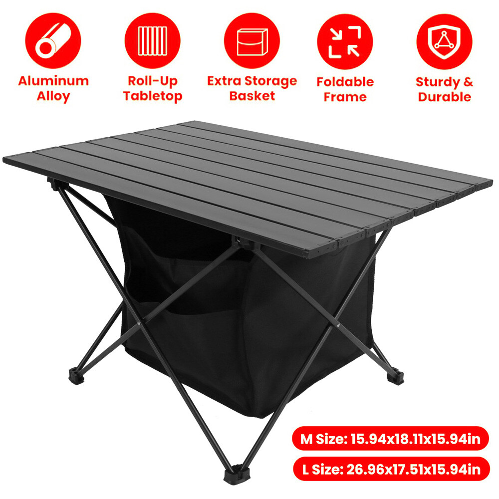 Camping Picnic Table w/ Storage Bag Folding Beach Table for Backpacking Outdoor