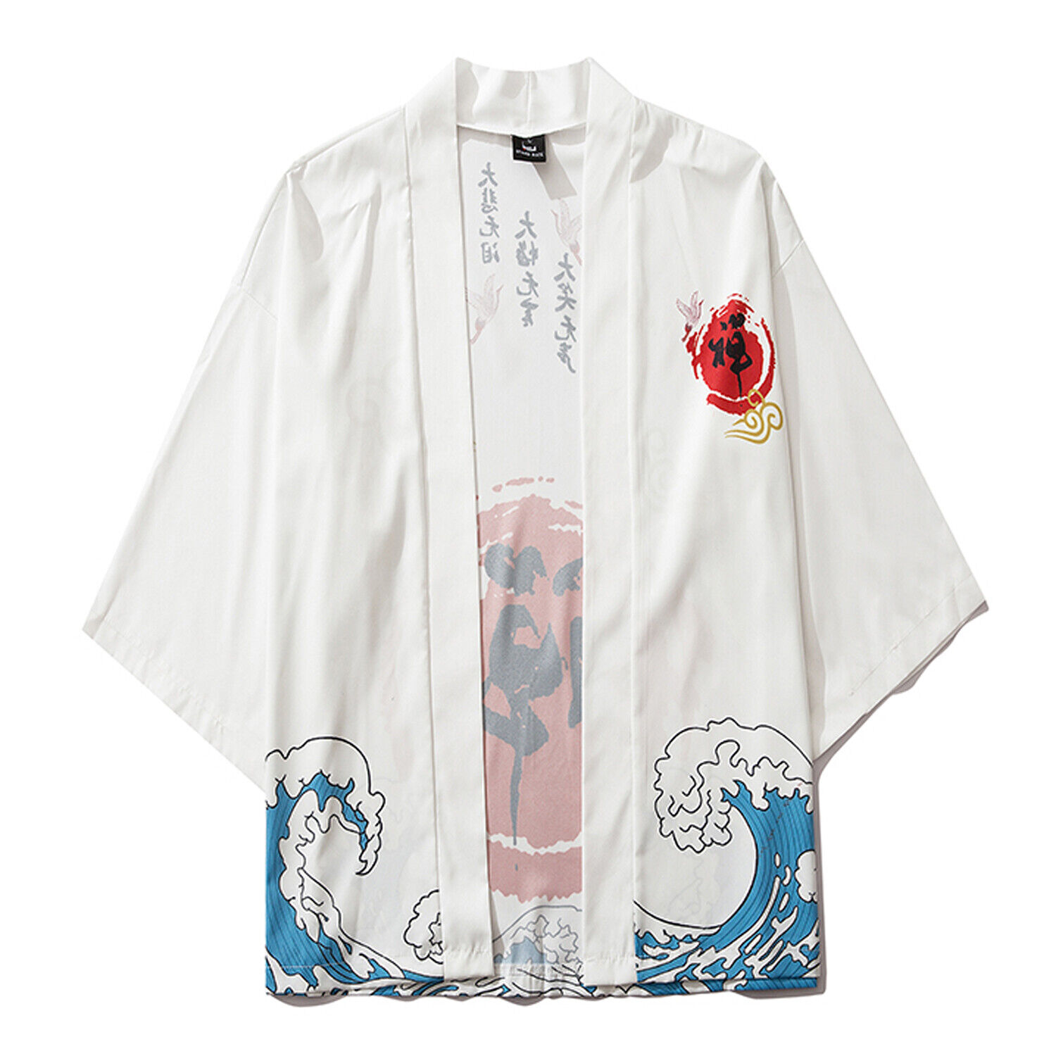 Niepce Men's Sun on the Waves Kimono Lightweight Harajuku T-shirt Cardigan