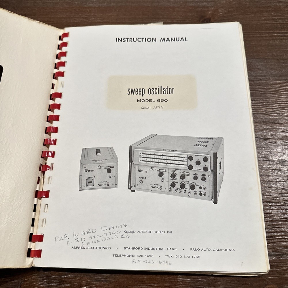 Alfred Electronics Model 650 Sweep Oscillator Instruction Manual 1967