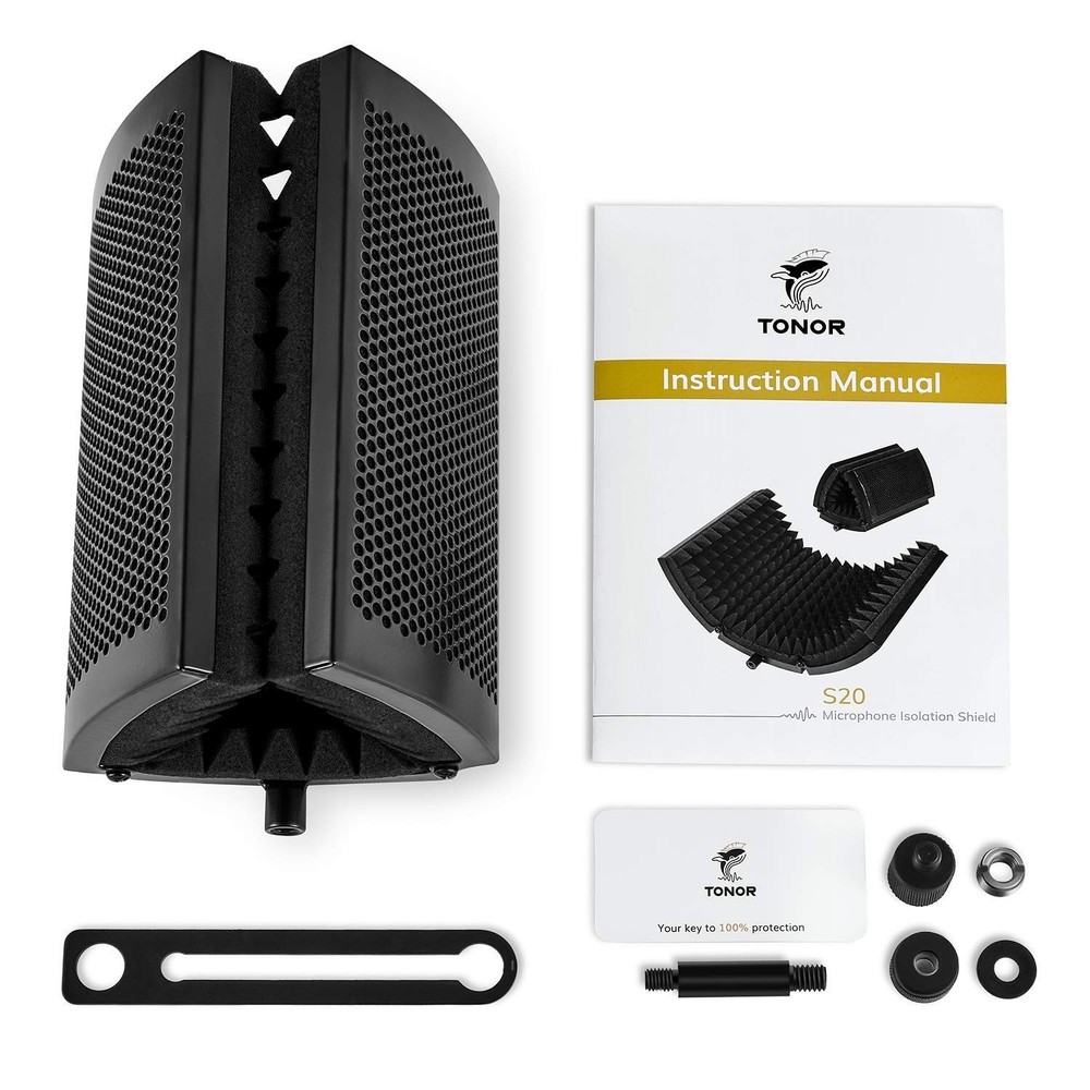 TONOR Microphone Isolation Shield, Studio Mic Sound Absorbing Foam Reflector ...