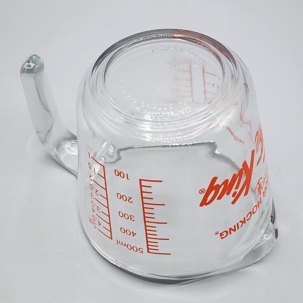 Anchor Hocking Fire King Measuring Cup 2 Cup Red Lettering Open Handle