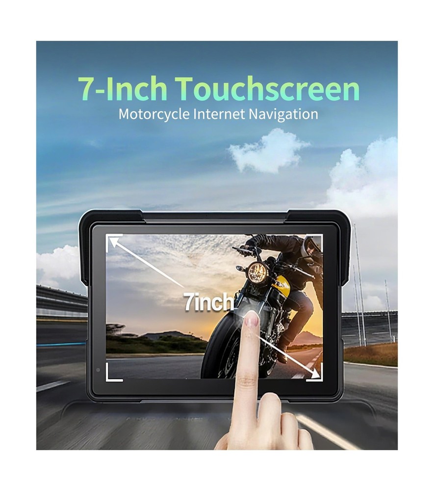 C7 Motorcycle Carplay, GPS Navigation System with Apple CarPlay & Android Aut...