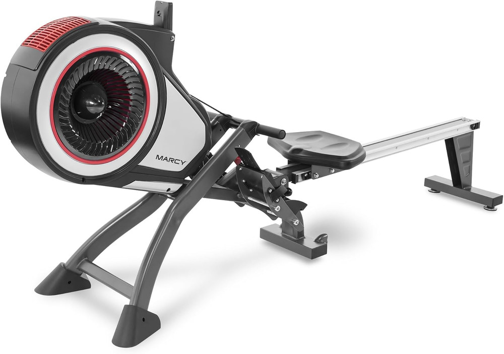 Air Resistance Rowing Machine with Transport Wheels