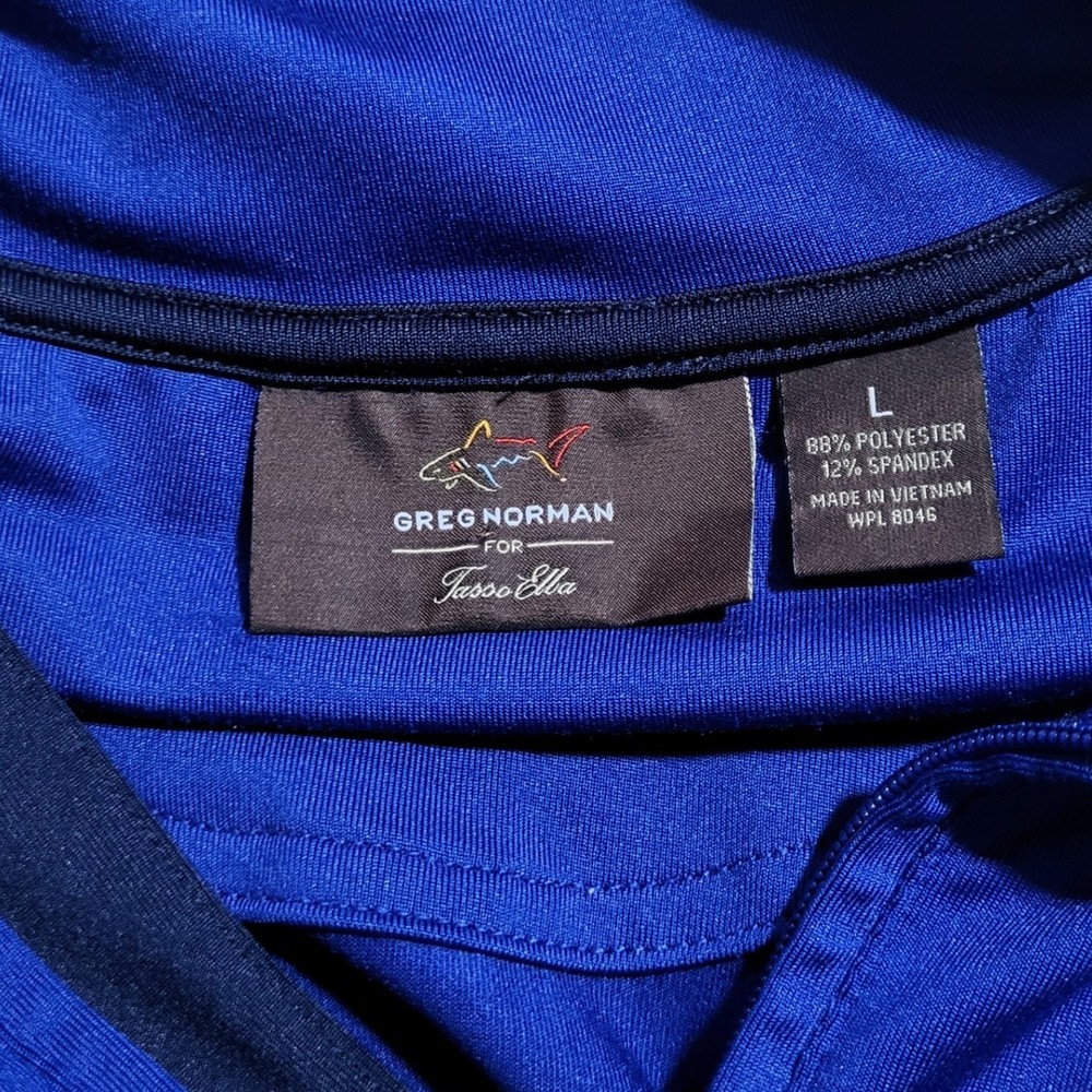 Greg Norman Tasso Elba 1/4 Zip Pullover Mens Large Blue Golf Performance Stretch