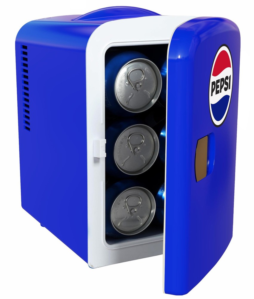 Pepsi 6-Can Mini Fridge - Compact Cooler for Drinks, Blue Color