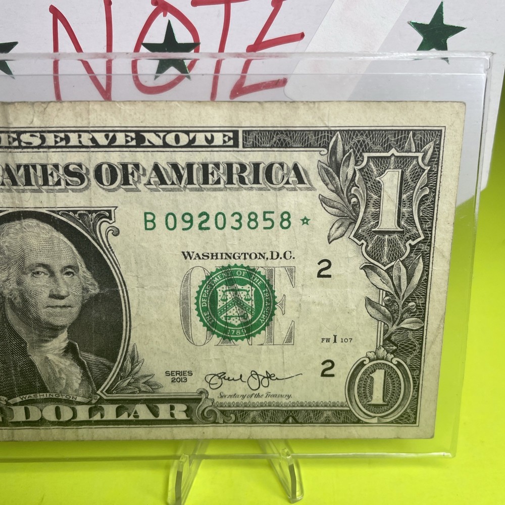 2013 B Duplicate Print ERROR ⭐️ STAR NOTE $1 B 09203858* Over Inking ERROR ON 2