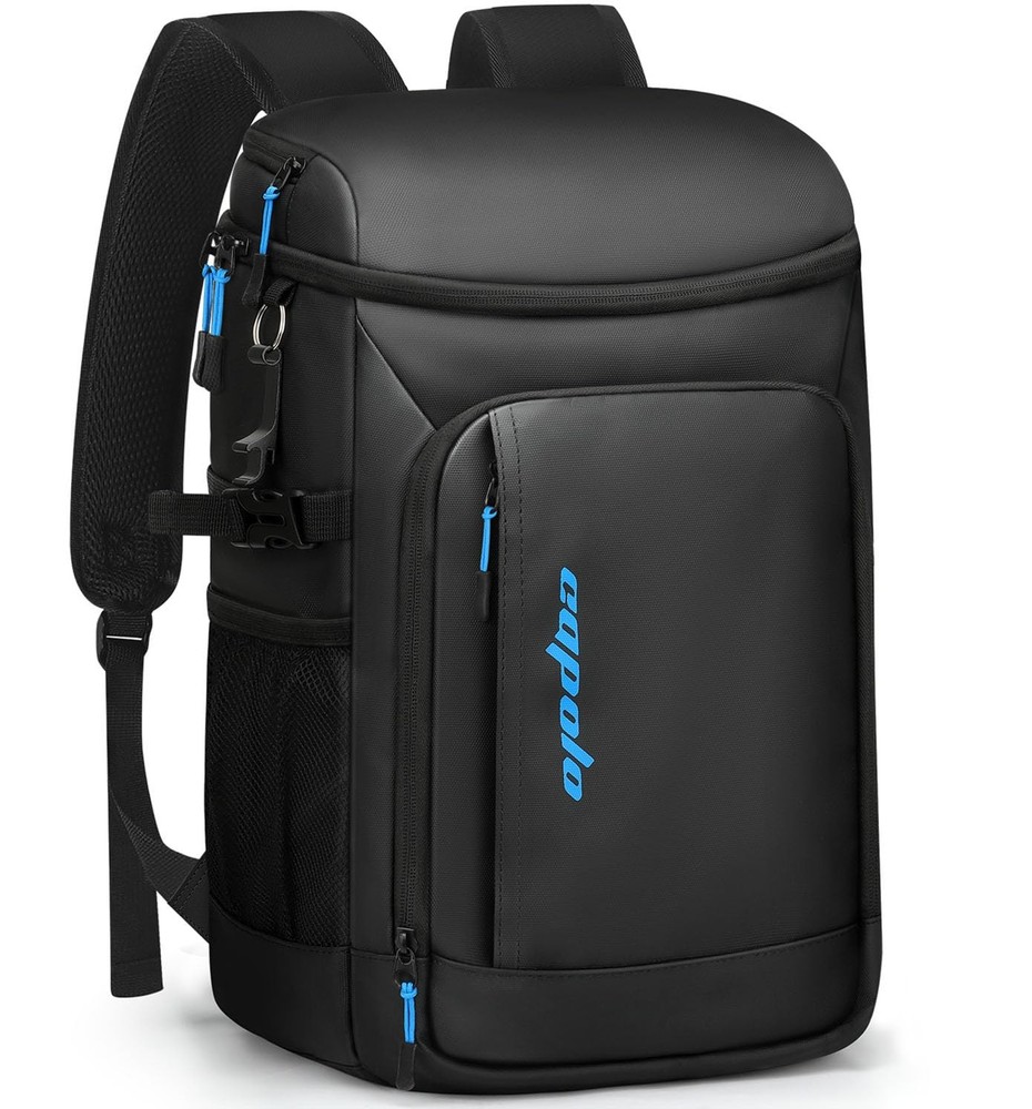 Capolo Cooler Backpack Insulated Waterproof for 36 Cans, Deep Black Leather