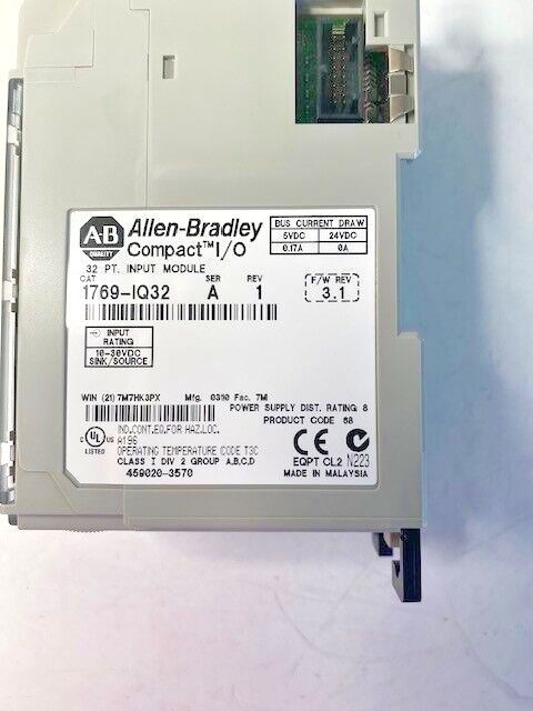 ALLEN BRADLEY 1769-IQ32 COMPACTLOGIX COMPACT I/O SINKING SOURCING INPUT MODULE