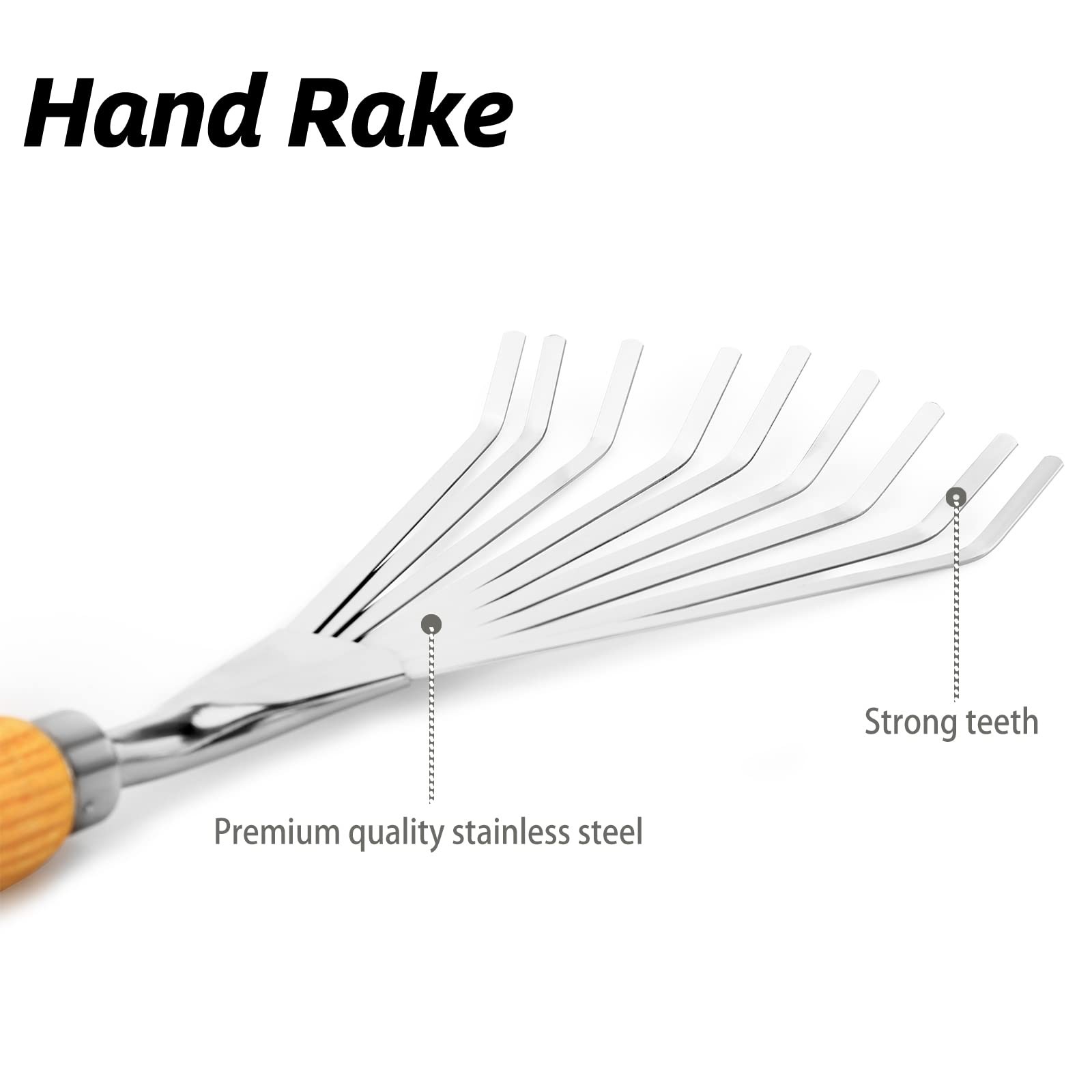 Hand Rakes, Garden Stainless Steel Hand Rake Soil Tiller with Ergonomic Handl...