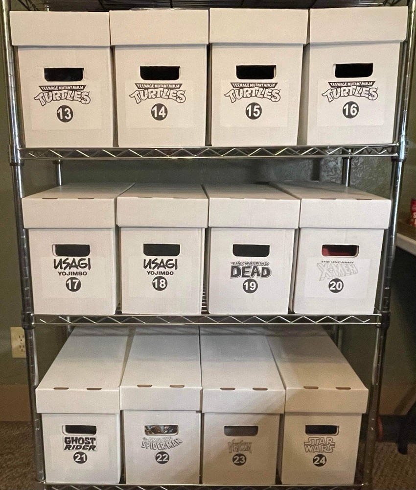 5x Comic Book Storage Box Custom Label Personalize Your Collection - Marvel Logo