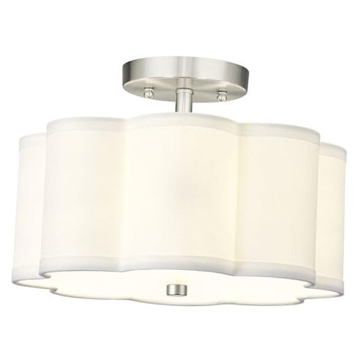 Semi Flush Mount Ceiling Light, 3-Light 13" Ceiling Light 13", 3-Light Nickel
