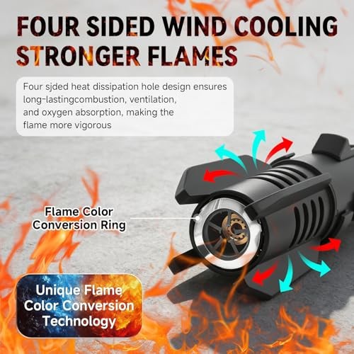 Torch Lighter, Straight Flame Butane Cool Lighters, Refillable Windproof Silver