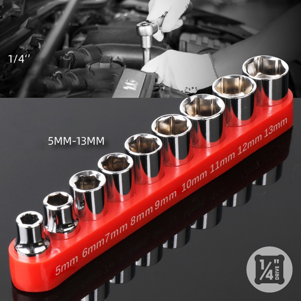 9 Pieces/set Hexagon Key Socket Combination 1/4 Inch Handle Hexagon Socket