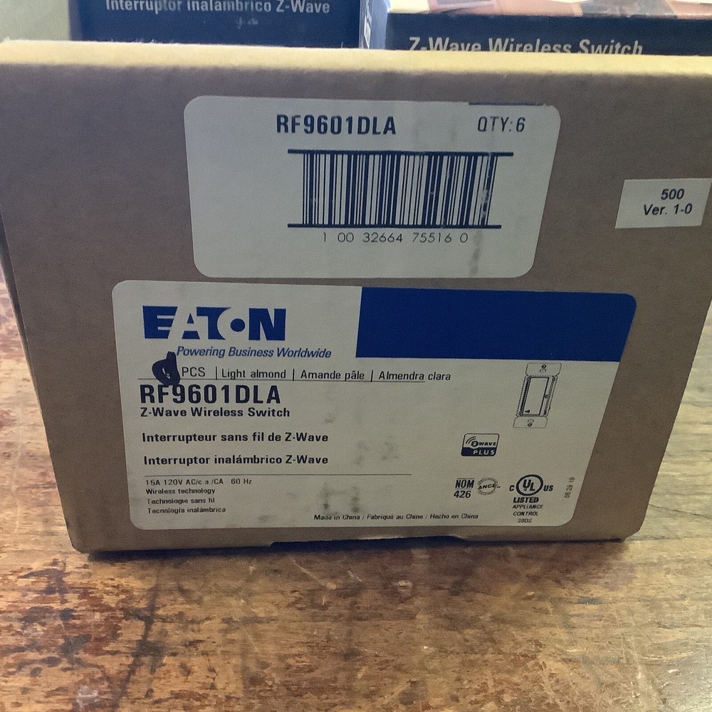 Eaton RF9601DLA Z-Wave Plus Wireless Switch,Light Almond (new)