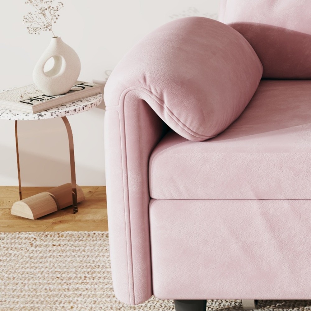 Convertible Sleeper Sofa Bed Velvet Loveseat 2-Seater Sofa w/ Pull Out Bed