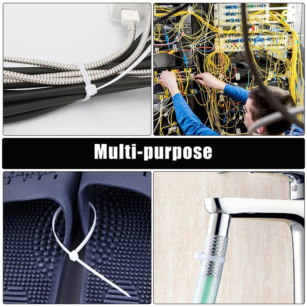 600PCS Cable Zip Ties Assorted 4 6 8 10 12 Inch Nylon Self Locking White