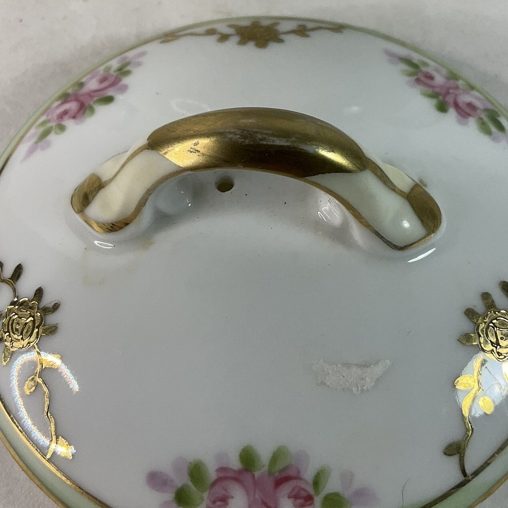 Antique Hand Painted Nippon Teapot Raised Beaded Gold Rose Scrollwork Etched