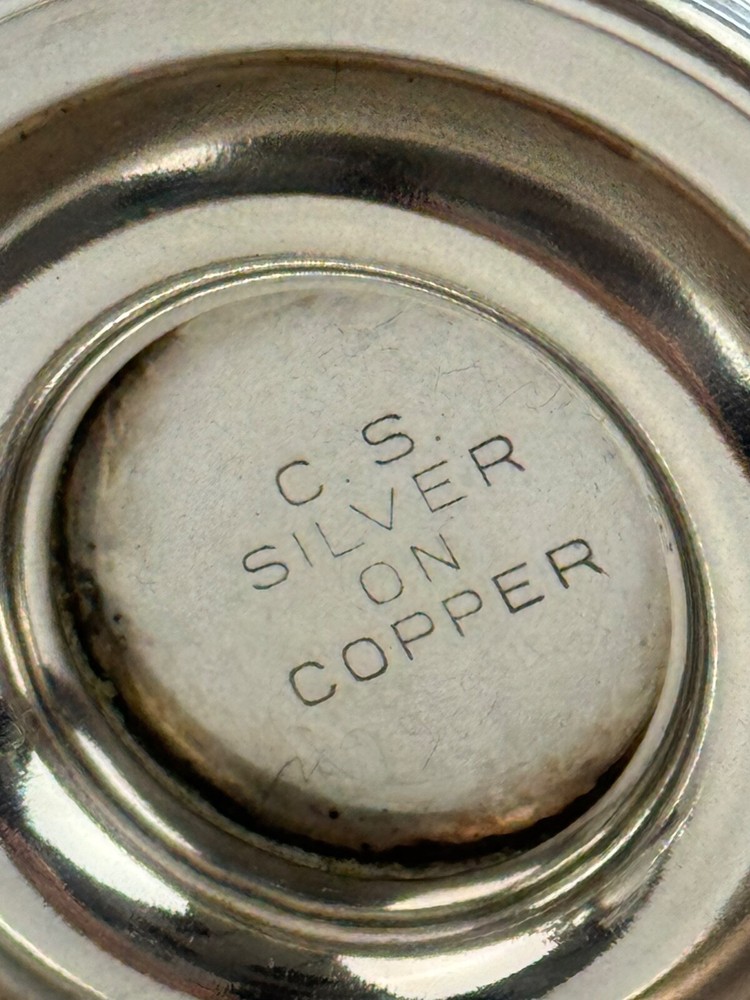 CS Silver On Copper Grape Pattern Tea Set Monogram B