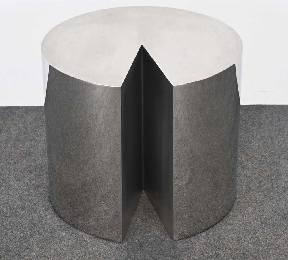 Leon Rosen Pace Style Solid Stainless Steel Side Table, 1980s