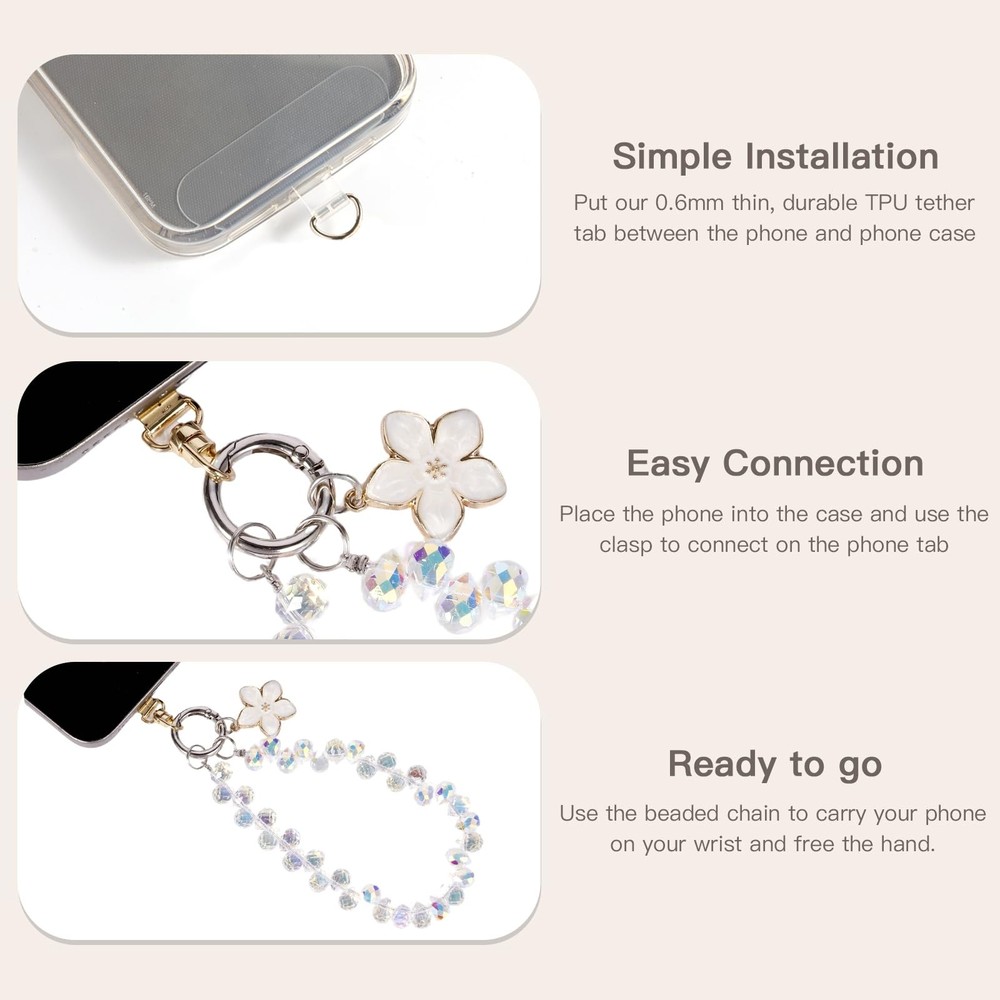 Sparkling Crystal Cell Phone Wrist Strap for iPhone Strap, Multicolor