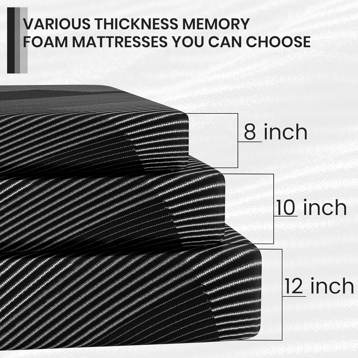 8/10/12 Inch Gel Infused Memory Foam Twin Full Queen King Size Mattress in a Box