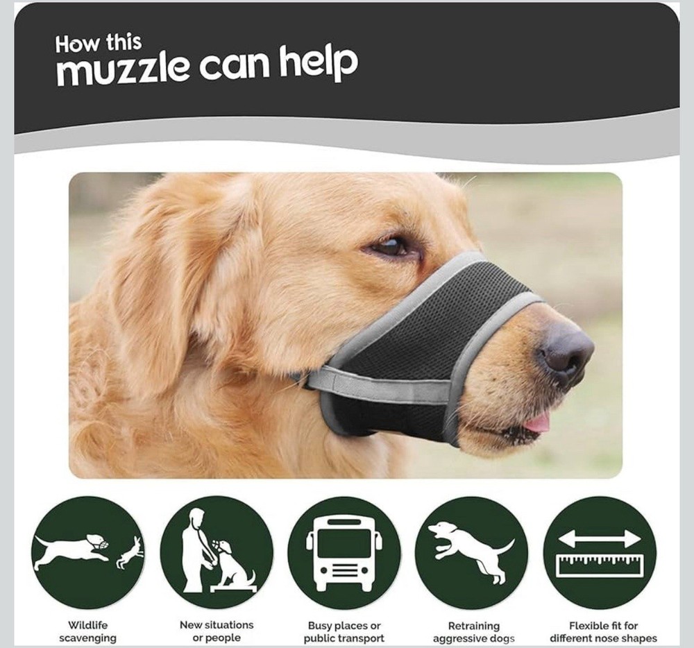 Dog Muzzle 2 Pcs, Prevent Biting, Chewing, and Barking