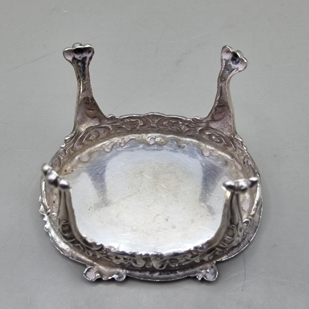 Vintage Solid Silver Miniature Dollhouse Table & Two Cherub Chairs